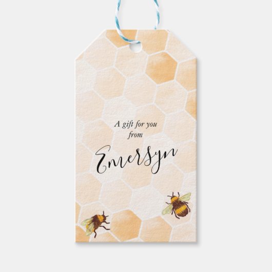 Wasserfarbene Biene Geschenkanhänger (Vorderseite)