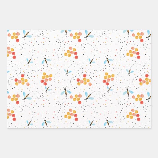 Wasserfarbene Biene Geschenkpapier Set (Vorderseite)
