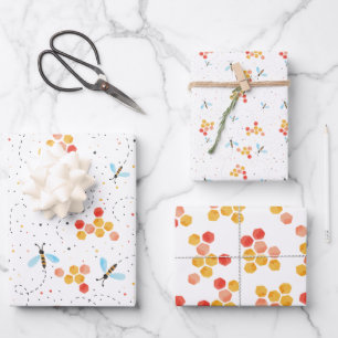 Wasserfarbene Biene Geschenkpapier Set