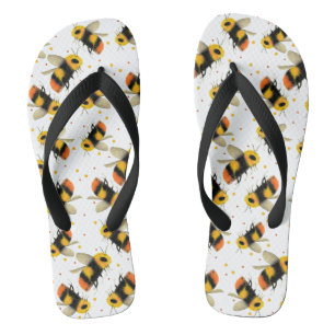 Wasserfarbene Bienen und Polka-Dots Flip Flops Badesandalen