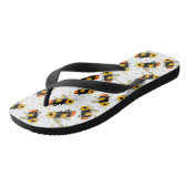 Wasserfarbene Bienen und Polka-Dots Flip Flops Badesandalen (Schrägansicht)