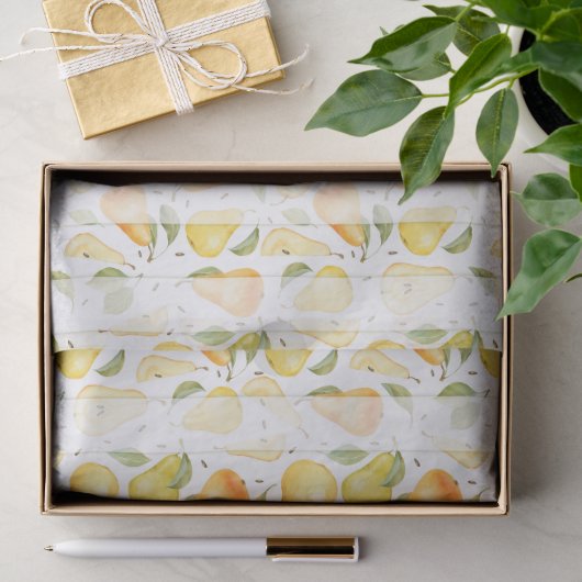 Wasserfarbene Birne Frische Frucht Muster Seidenpapier (Geschenk)