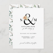 Wasserfarbene Blattampersand Save the Date Postkarte (Vorne/Hinten)