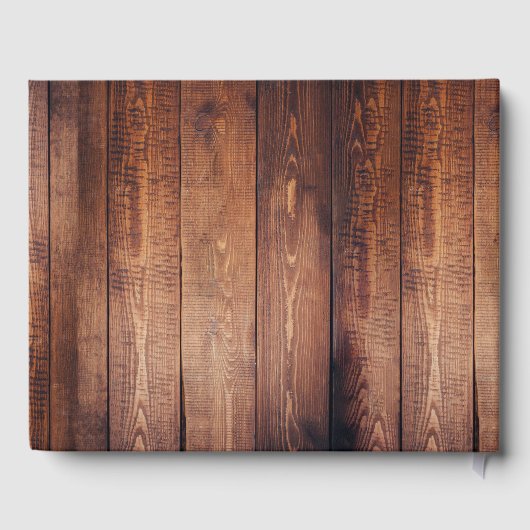 Wasserfarbene Blätter auf rustikalen Stallholz Hoc Gästebuch (Rückseite)