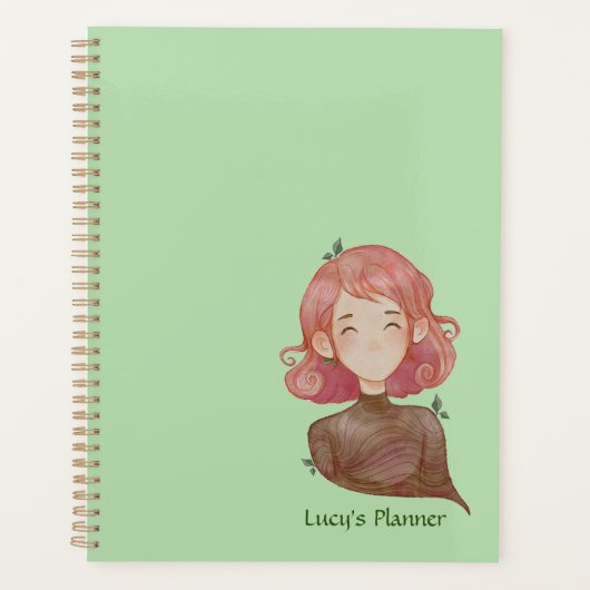 Wasserfarbene Blätter & Baummädchen Planer (Vorderseite)