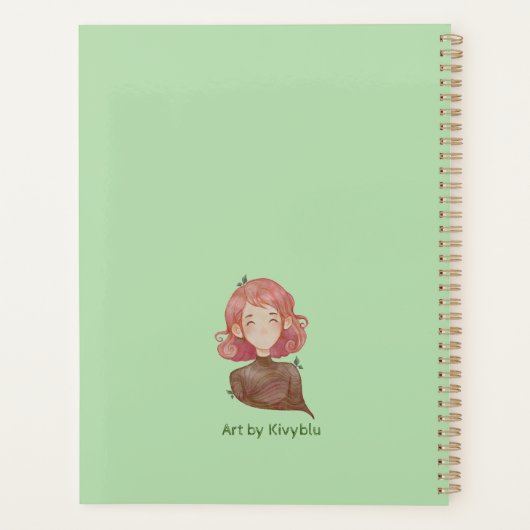 Wasserfarbene Blätter & Baummädchen Planer (Rückseite)