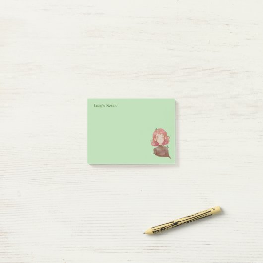 Wasserfarbene Blätter & Baummädchen Post-it Klebezettel (Auf Schreibtisch)