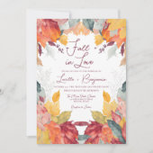 Wasserfarbene Blätter Hochzeit in der Liebe Einladung (Vorderseite)