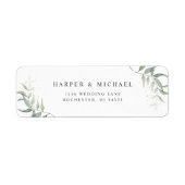 Wasserfarbene Blätter Hochzeitslabel (Vorne)
