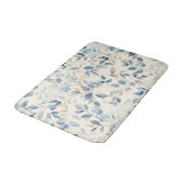 Wasserfarbene Blätter Muster Blau Beige Creme Badematte (Schrägansicht)