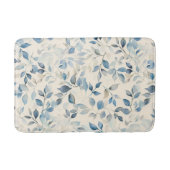 Wasserfarbene Blätter Muster Blau Beige Creme Badematte (Vorderseite)