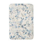 Wasserfarbene Blätter Muster Blau Beige Creme Badematte (Vorderseite Vertikal)