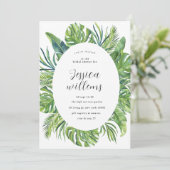 Wasserfarbene Blätter Tropisches Brautparty Einladung (Stehend Vorderseite)