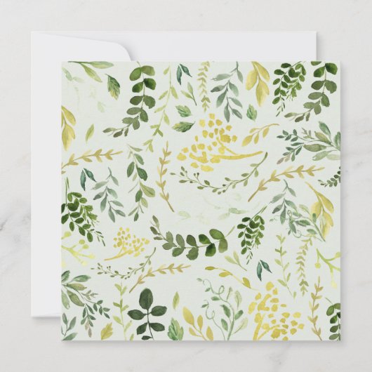 Wasserfarbene Blätter und Hirschwald Babydusche Ankündigung (Rückseite)