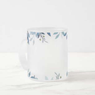 Wasserfarbene blaue botanische mattierte Glas-Tass Mattglastasse