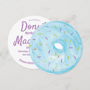 Wasserfarbene Blaue Donut-Sprinkle-Mix-Rund Einladung