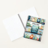 WASSERFARBENE BLAUE SCHULE RÜCKPACKUNGEN AUF SCHEL NOTIZBLOCK (Innenseite)