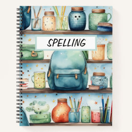 WASSERFARBENE BLAUE SCHULE RÜCKPACKUNGEN AUF SCHEL NOTIZBLOCK