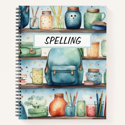 WASSERFARBENE BLAUE SCHULE RÜCKPACKUNGEN AUF SCHEL NOTIZBLOCK (Vorderseite)