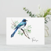 Wasserfarbene Blaue Vogel Beerdigung Danke (Stehend Vorderseite)