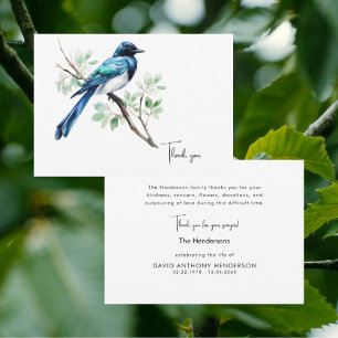 Wasserfarbene Blaue Vogel Beerdigung Danke