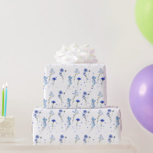 Wasserfarbene Blaue Wildblumen-Hochzeit  Geschenkpapier