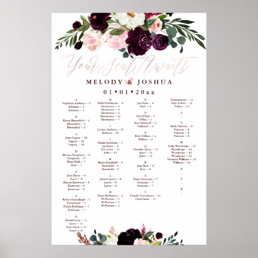 WASSERFARBENE BLUME, ALPHABETISCH POSTER (Vorne)