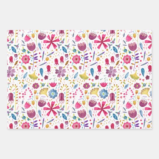 Wasserfarbene Blume Botanisch Geschenkpapier Set (Vorderseite 3)