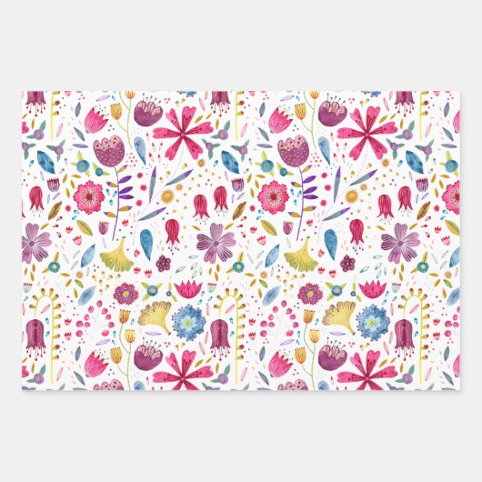 Wasserfarbene Blume Botanisch Geschenkpapier Set (Vorderseite 2)