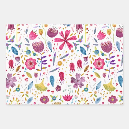 Wasserfarbene Blume Botanisch Geschenkpapier Set (Vorderseite)