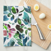 Wasserfarbene Blume botanisch mit Monogramm Geschirrtuch (Viertel Falte)