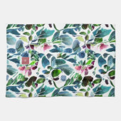 Wasserfarbene Blume botanisch mit Monogramm Geschirrtuch (Horizontal)