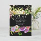 Wasserfarbene Blume des Sommers mit Stringleuchten Einladung (Stehend Vorderseite)