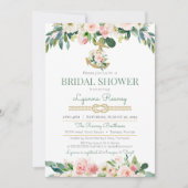 Wasserfarbene Blume Erröten Schönes Brautparty Einladung (Vorderseite)