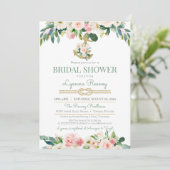 Wasserfarbene Blume Erröten Schönes Brautparty Einladung (Stehend Vorderseite)