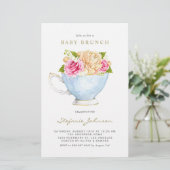 Wasserfarbene Blume für Teacup Baby Brunch Einladu (Stehend Vorderseite)