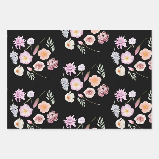 Wasserfarbene Blume Geschenkpapier Set (Vorderseite 2)