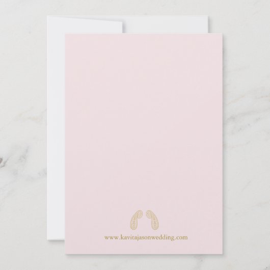 Wasserfarbene Blume Grenze Rosa Indische Hochzeit Einladung (Rückseite)