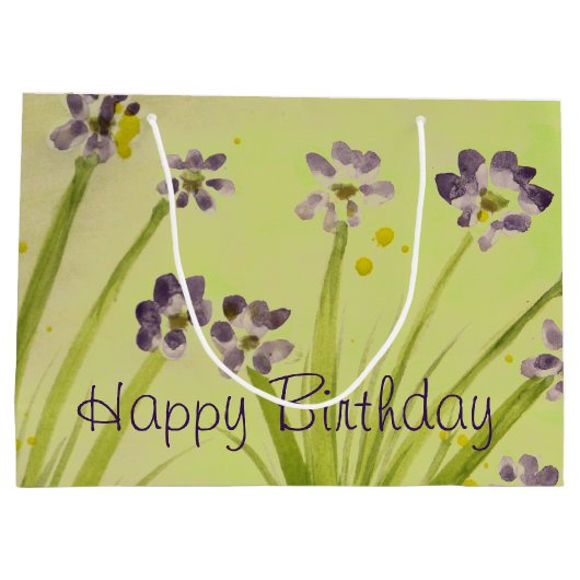 Wasserfarbene Blume Große Geschenktüte (Rückseite)