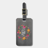 Wasserfarbene Blume Herzkranz | Kalkboard grau Gepäckanhänger (Vorderseite vertikal)