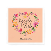 Wasserfarbene Blume Herzkranzhochzeit | Pfirsich