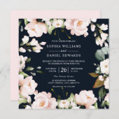 Wasserfarbene Blume Hochzeitsfeiern Einladung (Vorne/Hinten)