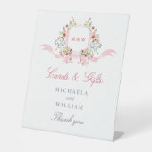 Wasserfarbene Blume Hochzeitskarten und Geschenke Sockelschild (Vorderseite)