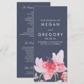 Wasserfarbene Blume Hochzeitsprogramme für Marine  Programm (Vorne/Hinten)