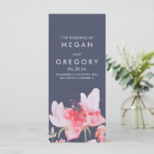 Wasserfarbene Blume Hochzeitsprogramme für Marine  Programm (Stehend Vorderseite)