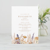 Wasserfarbene Blume Neutrales Brautparty Einladung (Stehend Vorderseite)