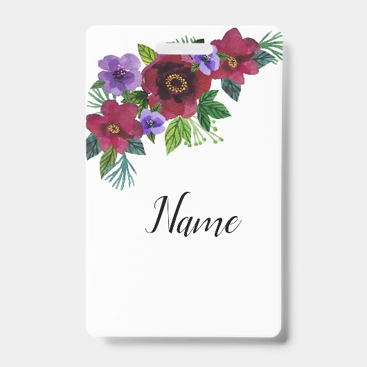 Wasserfarbene Blume Romantischer Marmor Ausweis (Vorderseite)