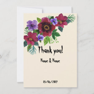 Wasserfarbene Blume Romantischer Marmor Dankeskarte