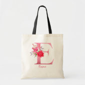 Wasserfarbene Blume Rose Gold Alphabet E Tragetasche (Vorne)