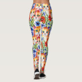 Wasserfarbene Blume und Katzen Leggings (Rückseite)
